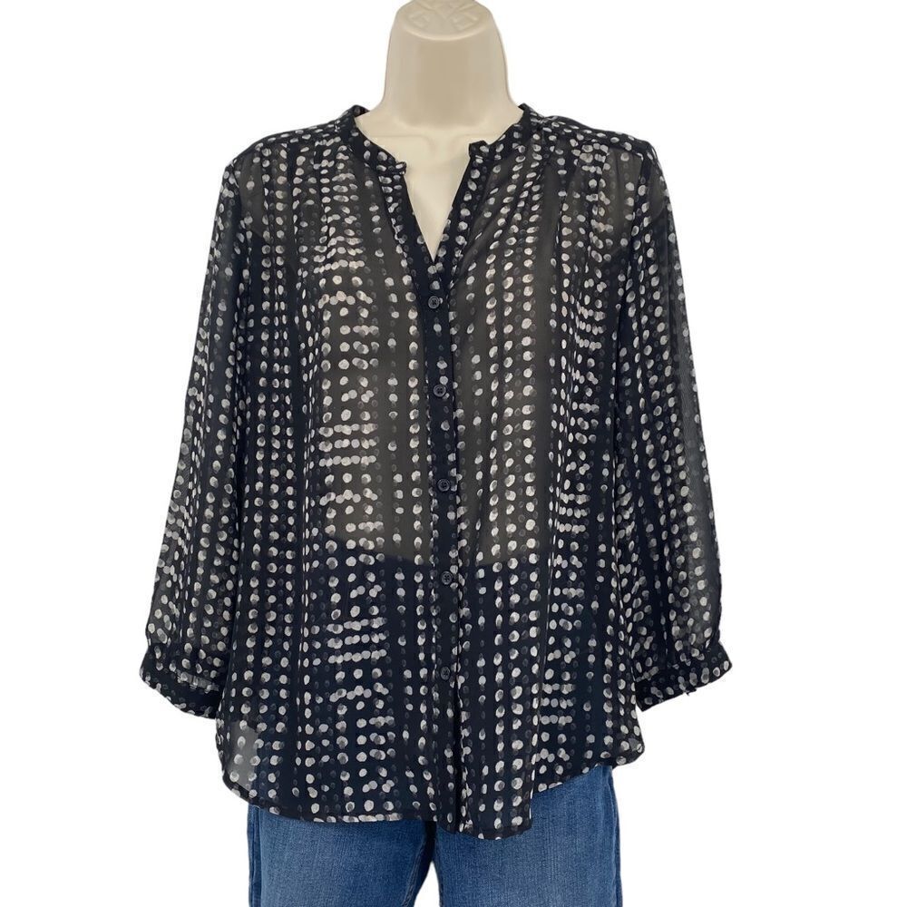 OLD NAVY Sheer Dot Blouse Black & Gray Size S